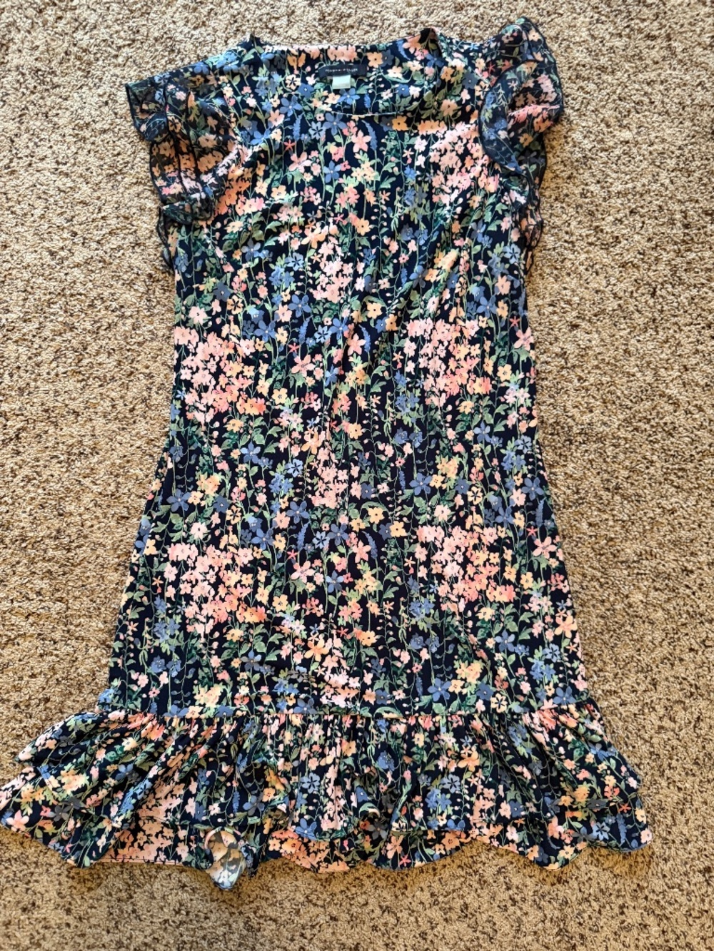 Beautiful Floral Tommy Hilfiger Dress w/ Ruffle Cap Sleeves